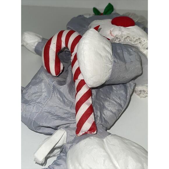 Fisher Price Puffalump Gray Christmas Mouse Candy Cane Plush 1987 Stuffed 12" - Picture 9 of 15